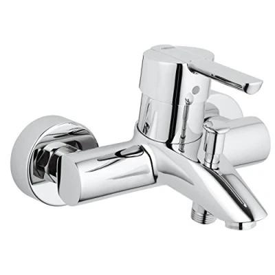 Imagen de GROHE QuickFix Feel, Grifo de ducha o bañera monomando (montaje en pared y salida inferior, inversor automático, menor consumo agua, instalación con QuickSpanner incluída), cromo, 32269000