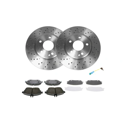 Imagen de VAICO V30 3685 Kit de discos y pastillas freno Eje delantero perforado/ventil. int. con contacto avisador desgaste MERCEDES BENZ: Clase A