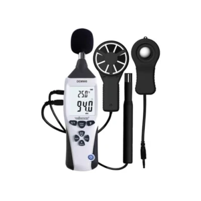Imagen de Velleman Medidor ambiental multifuncional, 5 en 1, temperatura, humedad, luz, sonido, viento, retención de datos, apagado automático