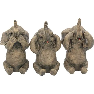 Imagen de Nemesis Now Three Wise Figura decorativa (16 cm), diseño de elefantes, color gris