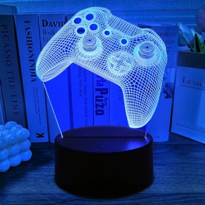 Imagen de Lampara Gaming 3D Gamer Luz Nocturna, 16 Colores Ajustables con Mando a Distancia, Decoracion Habitaciones, Regalo para Gamers Fans Infantil Niñas Niños Navidad Cumpleaños