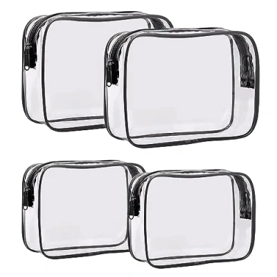 Imagen de Bolsa de Aseo Transparente,Neceser Transparente Viaje,4 Piezas Liquidos Avion,Bolso PVC,Neceser Viaje Avion Multifunción con Cremallera