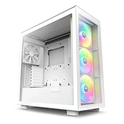 Imagen de NZXT H7 Elite RGB, 2023 Caja Mid Tower ATX para PC Gaming, Panel frontal perforado un Alto Flujo de aire, Paneles Cristal Templado, 3 ventiladores Color Blanco, CM H71EW 02