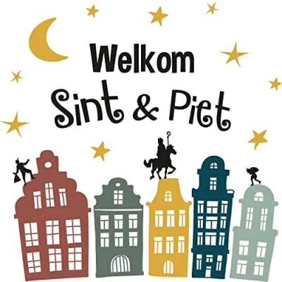 Imagen de Folat Sankt Nikolaus 65691 Pegatinas en Las Ventanas &#039;Welkom Sint &amp; Piet&#039; (NL) San Nicolás, Multicolor