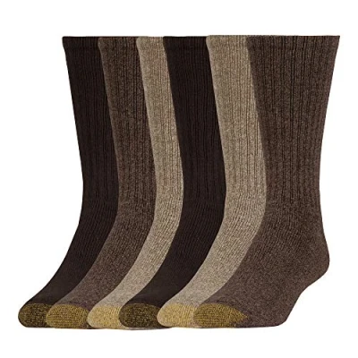 Imagen de GOLDTOE Calcetines Harrington Crew, multipares Casuales, Gris Pardo/Caqui (6 Pares), Large (Pack de 6) para Hombre