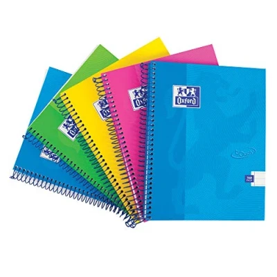 Imagen de Oxford Touch Cuaderno de espiral (5 unidades, 160 páginas, tapa dura), colores surtidos, color multicolor A5