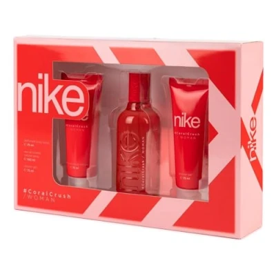 Imagen de NIKE Coral Crush, Estuche de Regalo Mujer, Colonia 100 ml + Gel Baño 75 Crema Corporal ml, Eau Toilette Natural y Femenina, Aroma Floral Afrutado, Fragancia Dulce, Intensa Duradera