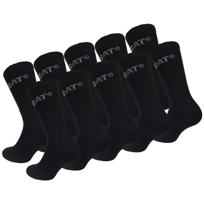 Imagen de Caterpillar Performance Socks 10 Pares Calcetines Hombre, Plantilla y Empeine de Esponja, Puntera Talón Reforzados, Algodón (Negro, 39 42)