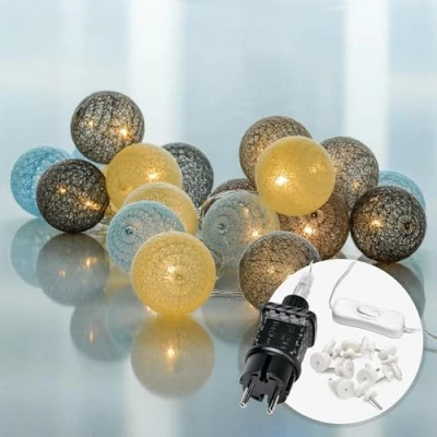 Imagen de CozyHome Guirnalda Luces interior de bola algodón Rosa 20 led &amp; 6m I Con enchufe Fairy lights decoracion Luz hadas Luzes pequeñas decorativas habitacion