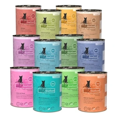 Imagen de catz finefood Classic Collection Comida húmeda para Gatos XXL, Paquete de Mezcla Gourmet, tu Gato, sin azúcar ni Cereales, Gluten, con Alto Porcentaje Carne, Fabricado en