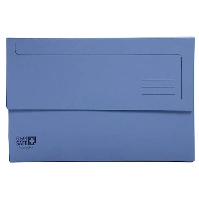 Imagen de Exacompta 47222E Pack de 5 subcarpetas bolsillo con fuelle 32 mm Clean&#039;Safe 400g/m² tratada un principio activo antimicrobiano dimensiones 35x24,2cm para documentos formato A4 azul