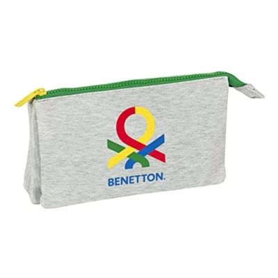 Imagen de Safta Benetton Pop Portatodo Triple, Estuche Infantil, Niño, Ideal para Niños de 5 a 14 Años, Cómodo y Versátil, Calidad Resistencia, 22x3x12 cm, Color Gris
