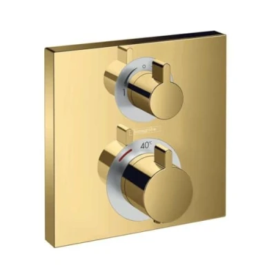 Imagen de Hansgrohe Ecostat Square Termostato empotrado para 2 funciones (llave de paso e inversor), color oro pulido, 15714990