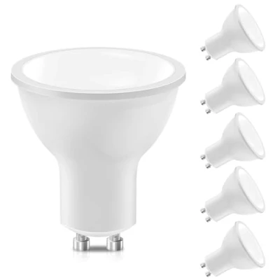 Imagen de GU10 LED blanco frío, fuente de luz 5 W 400 lm, bombilla blanca fría 6000K (reemplaza la lámpara halógena 40 W), con ángulo haz 120, 6 piezas