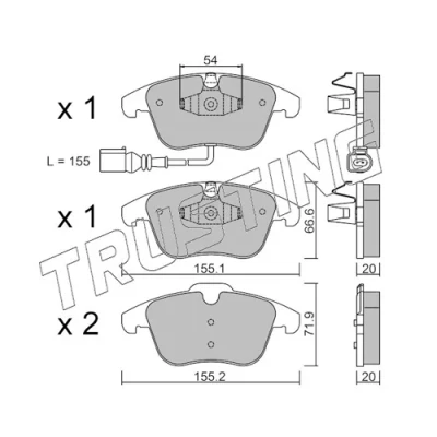 Imagen de TRUSTING 691.1 Juego de pastillas freno con contacto avisador desgaste VOLKSWAGEN: Tiguan I, Sharan II, SEAT: Alhambra AUDI: Q3
