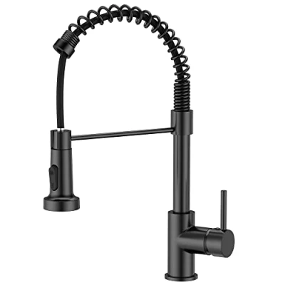 Imagen de FORIOUS Grifo Cocina Negro, Extraible, de Resorte con 2 Modos Giratorio a 360, Torneira Cozinha Monomando, Acero inoxidable Pulido