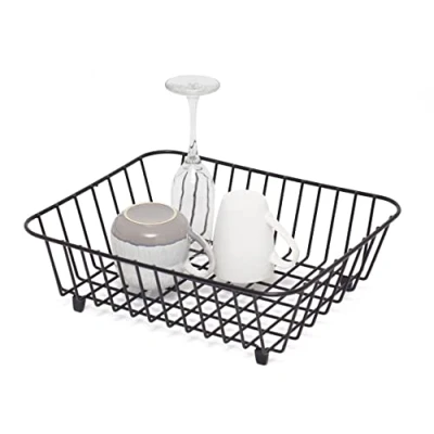 Imagen de simplywire Cesta para fregadero de cocina Escurreplatos Negro