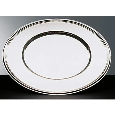 Imagen de APS Placemat plato decorativo muy pulido, Ø 33 cm de diámetro, mantel individual con borde perlado, platillo acero inoxidable, apilable, apto para el lavavajillas