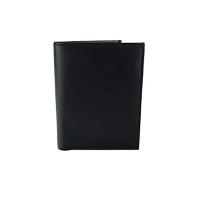 Imagen de GRESEL Cartera de piel auténtica para hombre Con monedero, clip doble compartimento, Negro Vertical Caja, Clásico