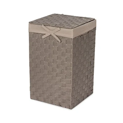 Imagen de Compactor Home Storage Cesta de la colada con tapa y funda lino dentro, 30 cm, rayón, color marrón