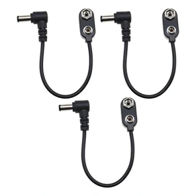 Imagen de YINETTECH 3 cables convertidores de clip batería 9 V, 5,5 mm, 2,1 enchufe macho voltios, conector a presión para pedal efectos guitarra