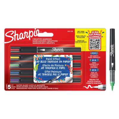 Imagen de Sharpie Rotulador Creativo Punta Pincel Colores Surtidos 5pc