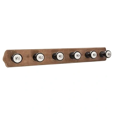 Imagen de Atmosphera 83211 Colgador de Madera con 6 Perchas, Multicolor, 66x8.5x8.8 cm