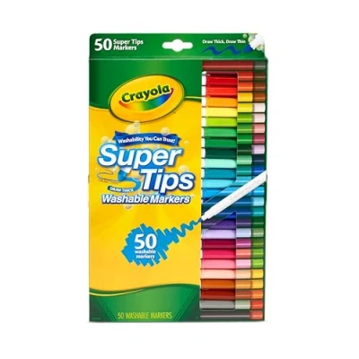 Imagen de CRAYOLA Rotuladores para Niños, Set de 50 Lavables Supertips, No Tóxico, Apto Niños a Partir 3 Años, Multicolor, Unidad (Paquete 1)