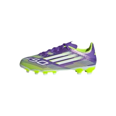 Imagen de adidas Performance F50 League Unisex Botas de fútbol con tacos para niños, Talla: 29, Purple rush/white/lucid lemon Zapatos