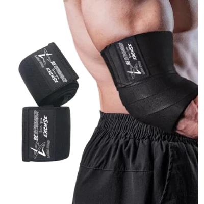 Imagen de LARA STAR Coderas para levantamiento de pesas (1 par), soporte elástico codo 120cm y compresión, fitness, entrenamiento cruzado gimnasi