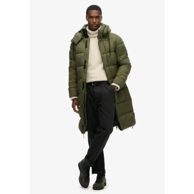 Imagen de Superdry Ripstop Longline Puffer Abrigo de invierno, Hombre, Talla: XL, Dark moss green grid