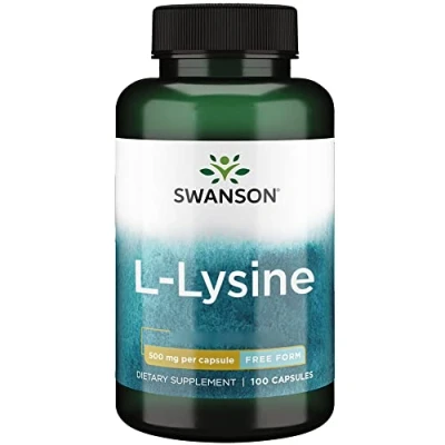 Imagen de Swanson, L Lysine, 500mg, 100 Cápsulas, Alta Dosis, Probado en Laboratorio, Sin Soja, Gluten, No GMO