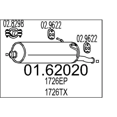 Imagen de MTS 01.62020 Silenciador trasero 770 CITROËN: Xsara Picasso