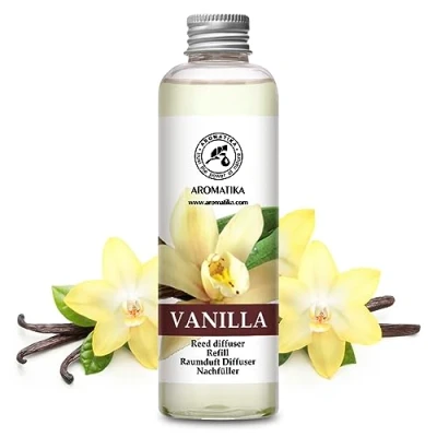 Imagen de Recambio de Difusor Vainilla 200ml Aceite Esencial Puro &amp; Natural para Aromatizar Aire en Cuartos Aroma Intensas y Duraderas Baños Hogares