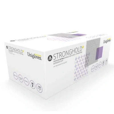 Imagen de Unigloves Stronghold+ Guantes de nitrilo sin polvo (100 unidades, talla XL), color morado