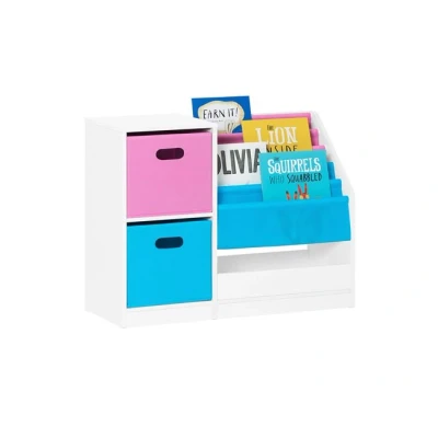 Imagen de SoBuy KMB76 W Librería Infantil para niños de Altura 5 Niveles Estantería Organizador Juguetes Multifuncional con 2 Cestas y 1 Compartimiento 80 x 30 61 cm Blanco ES