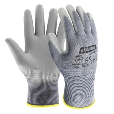 Imagen de EXBRIECO Guantes de Trabajo Profesionales con CAT2 Protección, en Poliéster y Poliuretano, Ideales para Automotriz, Equipos Maquinaria, Resistentes, Certificaciones ISO