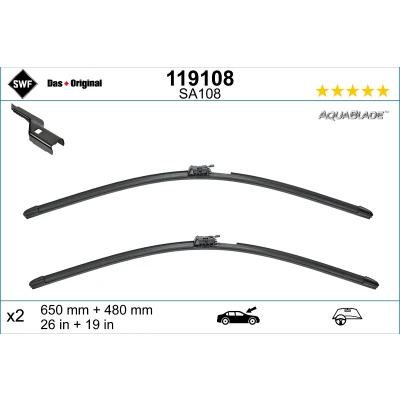 Imagen de Limpiaparabrisas Swf 119108 delante Escobilla con hoja plana térmico VOLVO: XC60 II
