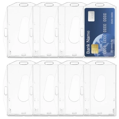 Imagen de Neikafan Porta Tarjetas Identificativas Rigido 8 Piezas Vertical y Horizontal Funda Tarjeta Transporte Plastico para de Estudiante, Personal, Estudiantes, Exposiciones Badge Holder