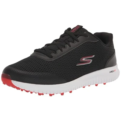Imagen de Skechers MAX Fairway 3 Arch Fit Spikeless Zapatillas de Golf, Hombre, Negro y Rojo, 45.5 EU