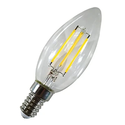 Imagen de LED ATOMANT Pack 10x Bombilla Vela C30 Filamento 5W. Color Blanco Calido (3000K). 450 Lumenes. Casquillo fino E14. Equivalente a 45W tradicional.