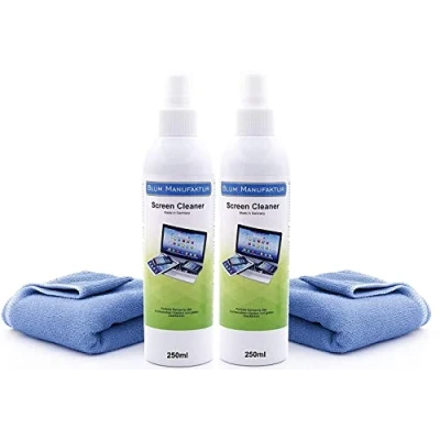 Imagen de Blum 2x 250ml Limpiador de pantalla + paño microfibra 30x30 cm. Limpieza perfecta todas las pantallas y displays. sin rayas estrías.