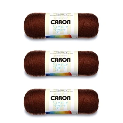 Imagen de Caron Simply Soft Chocolate Yarn 3 paquetes de 170 g/6 oz Acrílico 4 medianos (peor) 315 yardas Tejido/ganchillo