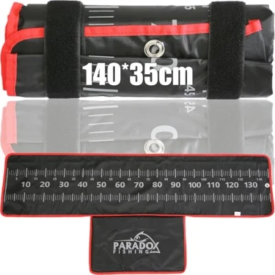 Imagen de Paradox Fishing Esterilla de pesca 140 x 35 cm, estera para enganchar peces depredadores con cinta métrica