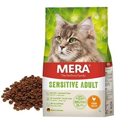 Imagen de MERA Cats Sensitive Adult Pollo (10 kg), alimento seco para Gatos sensibles, sin Cereales y sostenible, con Alto Porcentaje de Carne