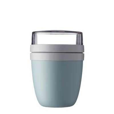 Imagen de Mepal Fiambrera Ellipse Práctico Vaso para Yogur y Muesli Compartimentos separados Porta Alimentos Apto Congelador, Microondas Lavavajillas 500 ml + 200 Nordic Green