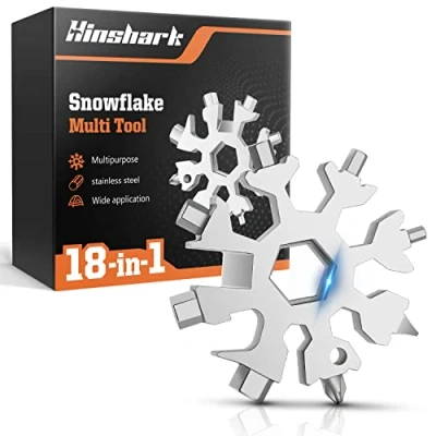 Imagen de Hinshark regalos para hombres y mujeres Herramienta múltiple de copo nieve 18 en 1, gadgets portátiles acero inoxidable hombres, secretos Papá Noel