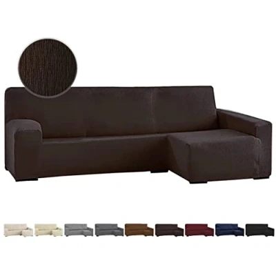 Imagen de GFD Funda de Sofá Chaise Long, Protectora Longue L Tela Elástica Ajustable, Resistente Perros Gatos Mascotas (Café, Derecha)