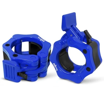 Imagen de Yes4All abrazaderas de 2 pulgadas, collares Pro Lockjaw para barra olímpica, cierre rápido discos pesas (Azul)