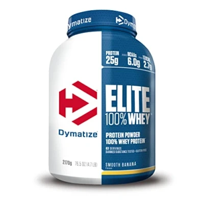 Imagen de Dymatize Elite 100% Whey Smooth Banana 2170g Pulverizador de adecuada Poteína y Baja Azúcar + Proteína Suero BCAA
